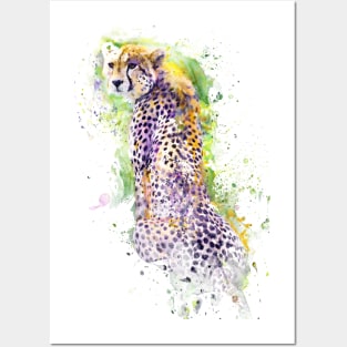 Resting Cheetah Watercolor Painting Posters and Art
